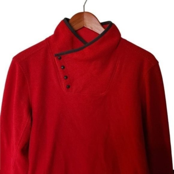 White Sierra Red  Fleece Snap Neck Buttons Pullover‎ size L Large - Picture 3 of 9